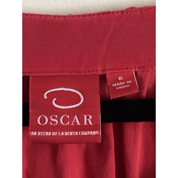 Vintage Oscar De La Renta Womens 6 Small‎ SILK Blouse Red Y2K 2000s Preppy - Picture 2 of 5